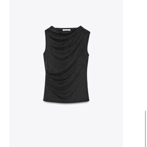 Zara Ruched Black Sleeveless Top